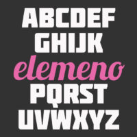 "White and pink alphabet on a dark grey heather image"