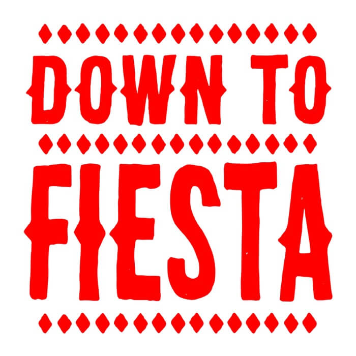 "red down to fiesta design on the front of a white crew image"