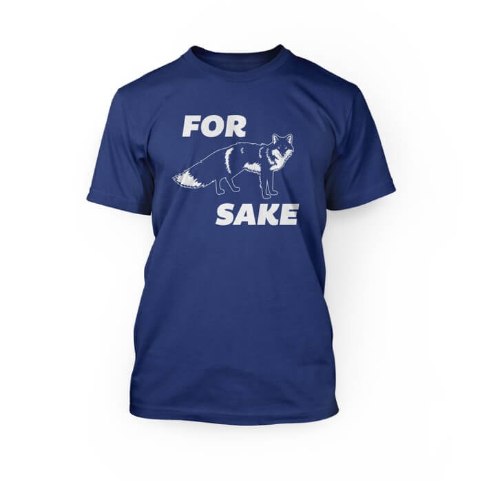 "pink for graphic of a fox sake simple font design on the front of a true royal crew neck unisex t-shirt"