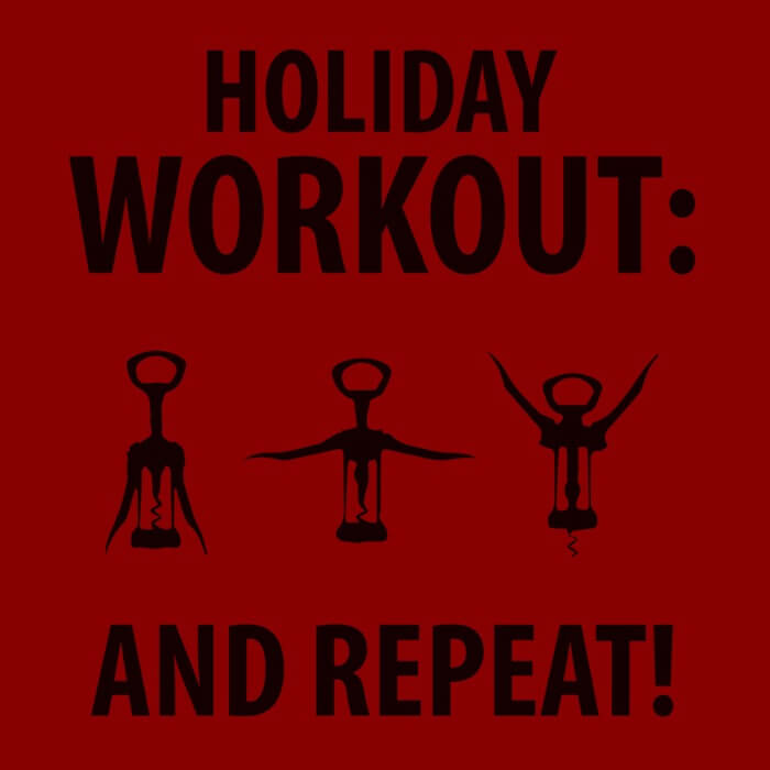 "black holiday workout design on the front of a red image"