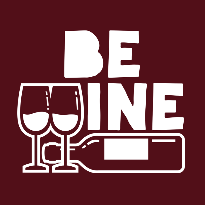 "funny be wine design on a maroon shirt"