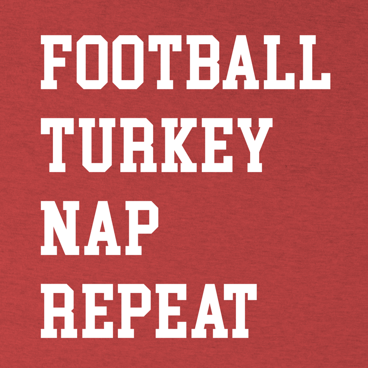 Custom Party Shop Mens Football Turkey Nap Repeat T-Shirt 