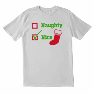 naughty or nice christmas design printed on a sports grey gildan shirt